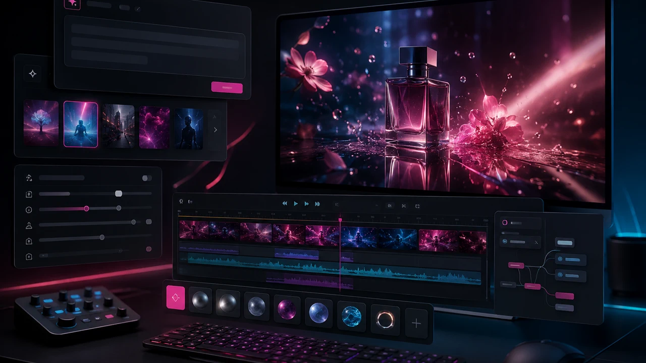 AI video generator workspace with preview timeline and prompt controls